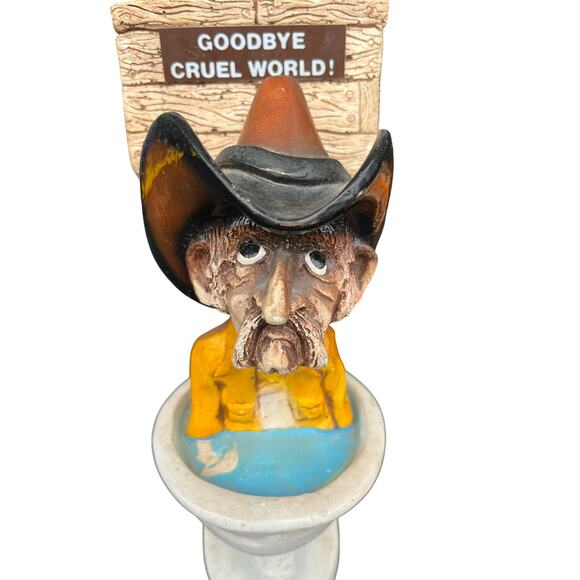Vintage 1980s Bill Vernon Shade Tree Creations Cowboy Western in a toilet. - Picture 2 of 4